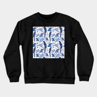 Ara Parrot Tropical Leaves Pattern Blue and Pink Crewneck Sweatshirt